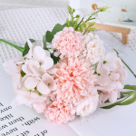 Simuleeritud 5-haruline kombineeritud kimp: Kunstlik v&auml;ike lillekimp pulmadeks ja kodu kaunistamiseks - Siidist kunstlilled valge