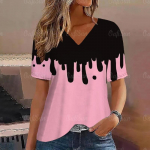 Gradient V-kaelusega l&uuml;hikeste varrukatega T-s&auml;rk Moodne naiste T-s&auml;rk Prindiga Basic Tops T&auml;navar&otilde;ivad Suvised &uuml;lisuured riided Naiste T-s&auml;rgid S