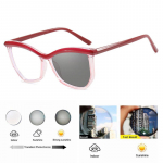 Personaliseeritud Kassisilma Fotokromaatilised L&uuml;hin&auml;gelikkuse Prillid Naistele T&auml;israam V&auml;rvimuutvad P&auml;ikeseprillid Retro L&auml;hedale N&auml;gemise Prillid Myopia-4.50 punane