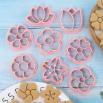 8 tk / komplekt lillekujuline k&uuml;psisevorm k&uuml;psise l&otilde;ikur Fondant glasuur k&uuml;psise tempel peo magustoidu vorm majapidamises kasutatavad k&uuml;psetusvahendid 8Pcs