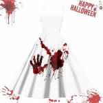 Naiste vabaaja Halloweeni prindiga traksidega vintage kleit XL arbuusipunane v&auml;rv