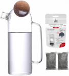 Klaasist filtreerimiskann 1L - + 2 BPA-vaba aktiivs&ouml;efiltrit - Looduslik kraaniveefilter 1L