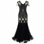 1920ndate naiste vintage litritega kalasabaga &otilde;htukleit bankettideks ja pidudeks. Medium must/kuld