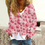 Naiste moodne l&uuml;hike jope vabaaja pikkade varrukatega valentinip&auml;evaks, tr&uuml;kitud &uuml;herealine pl&uuml;&uuml;sis top M