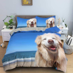 Armsad Looma 3D Voodipesukomplektid Valge Tekikate Komplekt Tekk Voodipesu Padjap&uuml;&uuml;r King Queen 200*220cm Suurus Koerad Lemmikloomad Koer EU single(135x200cm) blue