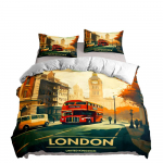 Vihmane London Klassikaline Tekikate Komplekt King Queen Double Full Twin Single Suurusega Voodipesu Komplekt 135x200cm