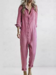 Enimm&uuml;&uuml;dud 2023 Vabaaja Roheline Puuvillane Jumpsuit Rev&auml;&auml;riga ja Taskutega 2XL roosa