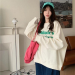 Naiste pikkade varrukatega O-kaelusega lahtised pulloverid Naiste topid &Uuml;hev&auml;rvilised dressipluusid XXL aprikoosi