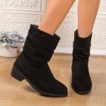 Mood Uus Stiil Peale libistatavad Paksu Kontsaga Pahkluusaapad Naised Pluss Suurus 35-43 Kunstseemisnahast Saapad Naine S&uuml;gis Talv Plokk-kontsaga L&uuml;hikesed Saapad 43 must