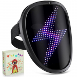 LED-mask žestide tuvastusega Laste elektrooniline valgustav mask Halloweeni peoks Festivali esinemiseks Laste helendav mask must