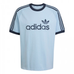 Adidas Originals Kootud Premium T-s&auml;rk Lahtine Triibuline &Uuml;mmarguse Kaelusega Pullover L&uuml;hikeste Varrukatega T-s&auml;rk Meeste Topid Taevasinine JN5557 3XL