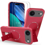 Coque de Protection - BOOLING - pour iPhone Air - avec Support Cercle Magn&eacute;tique Rouge - 2 Verres Tremp&eacute;s punane
