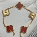 Uus versioon Neljaleheline ristik Viie &otilde;iega k&auml;ev&otilde;ru Naturaalne punane ahhaat Valge p&auml;rlmutter K&auml;ev&otilde;ru Naiste laserk&auml;ev&otilde;ru V Gold