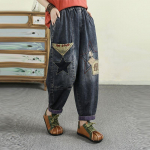 Kevad ja S&uuml;gis Uued Elastsed V&ouml;&ouml;kohaga Cowboy K&otilde;rge V&ouml;&ouml;kohaga Harem P&uuml;ksid Jeans Lapitehnika M