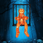 Halloweeni kaunistus vang puuris olev kummitus hirmutav pealuu tugi elektriline skelett m&auml;nguasi helendav silmade heli nukk riputatav r&auml;&auml;kiv kummitus