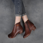 S&uuml;gised &Uuml;hed Saapad Ehtne Nahk K&auml;sit&ouml;&ouml;na Valmistatud Retro Naiste Kingad Paks Konts K&uuml;lgmine T&otilde;mblukk Mugavus L&uuml;hikesed Saapad Talvised Pl&uuml;&uuml;sist Ema Kingad 35