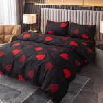 3 tk S&uuml;damiku s&uuml;mboliga harjatud voodipesukomplekt Valentinip&auml;eva tekikate ja padjap&uuml;&uuml;rikomplekt Nahas&otilde;bralik hingav tekikate ja padjap&uuml;&uuml;r 135x200cm