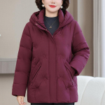 Suured suurused XL-6XL Keskealiste naiste l&uuml;hike puhvjakk Talvised &uuml;leriided Kapuutsiga Elegantne Tikand Paks Soe Udusulemantel 5XL fuksia