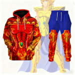 Populaarsed Cosplay Anime Saint Seiya tr&uuml;kitud dressipluusid p&uuml;ksikomplektid 3D Street Harajuku Treening&uuml;likonnad Meeste Spordi jooksmiskomplekt S
