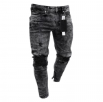 Meeste Mood Skinny Rebenenud Teksad Vabaaja Kulutatud Aukudega Teksad Slim Fit Denim P&uuml;ksid Pliiatsl&otilde;ikega Denim P&uuml;ksid S