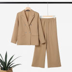 ZANZEA Naiste pikkade varrukatega kampsun-blazer ja p&uuml;ksid, vabaaja kaheosaline &uuml;likonnakomplekt S khaki