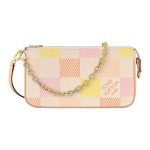Louis Vuitton Kirjalogo T&otilde;mblukuga Kett Kanga ja Nahaga Kandekott &Otilde;lakott Naiste K&auml;ekotid Heleroosa Kollane N40642 Basic Set (Bag+Dust Bag)