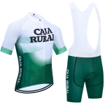 Green Bike Maillot Team CAJA RURAL Jalgrattas&auml;rgi ja p&uuml;kste komplekt Meestele Naistele Suvine Hingav Ropa Ciclismo MTB Jalgrattariided L elevandiluuvalge