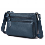 Ehtsa Nahast Crossbody Kott Naistele - Mitmek&uuml;lgne Emade Korraldaja Mitme Sahtliga, T&ouml;&ouml;le K&auml;ivitatav &Otilde;lakott 24x 10 x 18  cm sinine