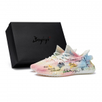 Adidas Originals Yeezy Boost 350 V2 Casual Shoes Unisex Low top Pink/Yellow/Blue HQ6316(Team80-S-BOX) 36⅔