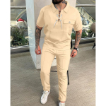 S&uuml;gissed meeste &uuml;likonnad l&uuml;hikeste varrukatega polo T-s&auml;rk 2-osaline vabaaja pikad p&uuml;ksid dressipluusid meeste sportlikud kaheosalised komplektid valge must sinine S aprikoosi