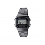 Casio Vintage Series A168 Retro Ruudukujuline Veekindel Kvartsmehhanism Roostevabast Terasest Rihmaga K&auml;ekell Meeste kellad Must A168WGG-1A Silver Strap