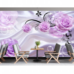3D lilleline lilla roosiga seinamaalingud Moodne lihtne romantiline tape Elutuba magamistuba kodu kaunistus 200 cm(W) x 140 cm(H)