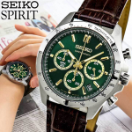 SEIKO Spirit Kronograaf SBTR017 Meeste k&auml;ekell, S&uuml;gavrohelise sihverplaadiga ja pruuni nahkrihmaga, 1/5 sekundi kvarts, 10 baari veekindel, Autentne JDM