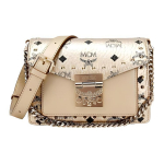 MCM kuldne Visetos nahast needitud klapiga crossbody kott h&otilde;bedase riistvaraga igap&auml;evaseks kasutamiseks Basic Set (Bag+Dust Bag)