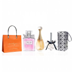 DIOR Parf&uuml;&uuml;m Miss Flower 5ml + Real Me 5ml + Valge Virsiku Aroomiteraapia + J&auml;&auml;h&otilde;bedane Kosmeetikakott Privileeg h&otilde;be