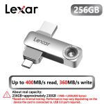Lexar 128GB OTG Tahkis-kahepoolne draiv 256GB 512GB Type-C USB M&auml;lupulk Kuni 400 MB/s lugemiskiirus Pendrive USB-C ja USB-A port iPhone 17, Androidi, PC jaoks 【256GB】 gray