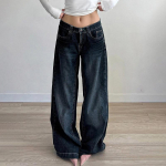 VibeStreet Vintage Madala V&ouml;&ouml;kohaga Naiste teksap&uuml;ksid Y2K L&otilde;dvad Sirged Kotid Denim P&uuml;ksid S