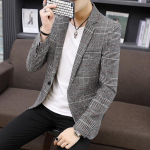 Kevadine ja s&uuml;gisene uus meeste vabaaja &uuml;likond Korea versioon Slim Fit ruuduline &uuml;likond meeste &uuml;likond M