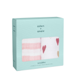 aden anais Heartbreaker M&auml;hkimislina 120 x 120 Musli Beebipidu SWADAB4055 + Tekk, 2-pakk, cm, Puuvill, Kingitus, white
