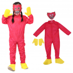 Poppy Play kost&uuml;&uuml;m Huggy Wuggy Kissy Missy Cosplay kombinesoon maskiga, Halloweeni &otilde;udusm&auml;ngu riietus poistele t&uuml;drukutele Height (100-110cm) punane