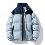 Talvine unisex puuvillane jakk lahtise p&uuml;stkraega teismelistele, Korea versioon, mitmek&uuml;lgne, kolme triibuga paks soe leivajakk S helesinine v&auml;rv