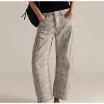 S&uuml;gis ja Talv Naiste Lahtised Jeansid Tr&uuml;kitud Denim &Uuml;heksaosalised P&uuml;ksid Lai Jalg Keskmise V&ouml;&ouml;kohaga Jeansid Y2K M gray