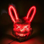 Hirmutav LED-valgustusega J&auml;nese Mask Pehme M&otilde;rvar-j&auml;nes Helendav verine Mask Halloweeni Karnivali Cosplay jaoks Helendab pimedas Peo red