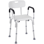 Du&scaron;itool Ergonoomiline du&scaron;ipink Reguleeritava k&otilde;rgusega libisemiskindlad jalad Eemaldatav seljatugi K&auml;etoed Max. Koormus 136 kg Alumiinium HDPE Valge 51.5 x 51.5 x 84 cm