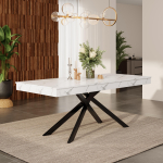 Pikendatav s&ouml;&ouml;gilaud, 140/180*80 cm, sobib 6-8 inimesele, ristk&uuml;likukujuline, paksenenud lauaplaat, metalljalad, lihtne stiil, Valge 180 x 80 x 76 cm valge