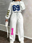 Ameerika retro, naiste kirjadega spordidress, &otilde;lak&auml;ised, l&uuml;hike kampsun + p&uuml;ksid, vabaaja kaheosaline komplekt. XL white