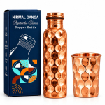 Nirmal Ganga Teemantdisainiga Vaskpudel 1L ja Klaas 250ml Komplekt orange