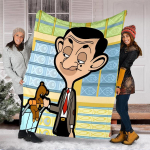 Mr Beani teemaline tr&uuml;kitud tekk T&auml;iuslik diivanile, voodile, reisimiseks, v&auml;litingimustesse Masinpestav Hubane Vastupidav 130cmx150cm
