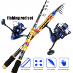 1,8&ndash;3,3 M s&uuml;siniku teleskoop&otilde;ngeritv ja 13+1BB spinningurulli varustus 1.8M&2000Reel sinine