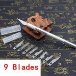 Puidunikerduspliiats skalpellnoa t&ouml;&ouml;riistad paberil&otilde;ikur nikerdusnuga 9 tk skulptuurinoa teradega